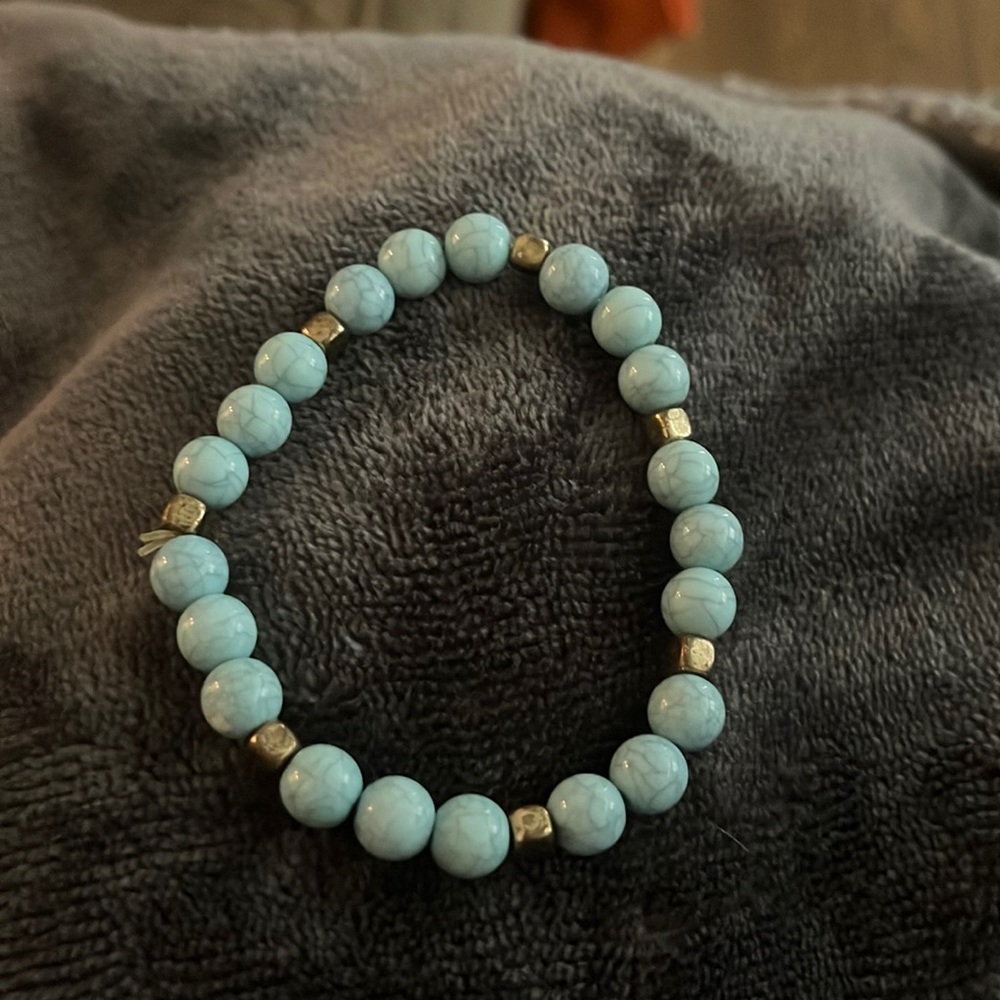 blue marble beaded bracelet